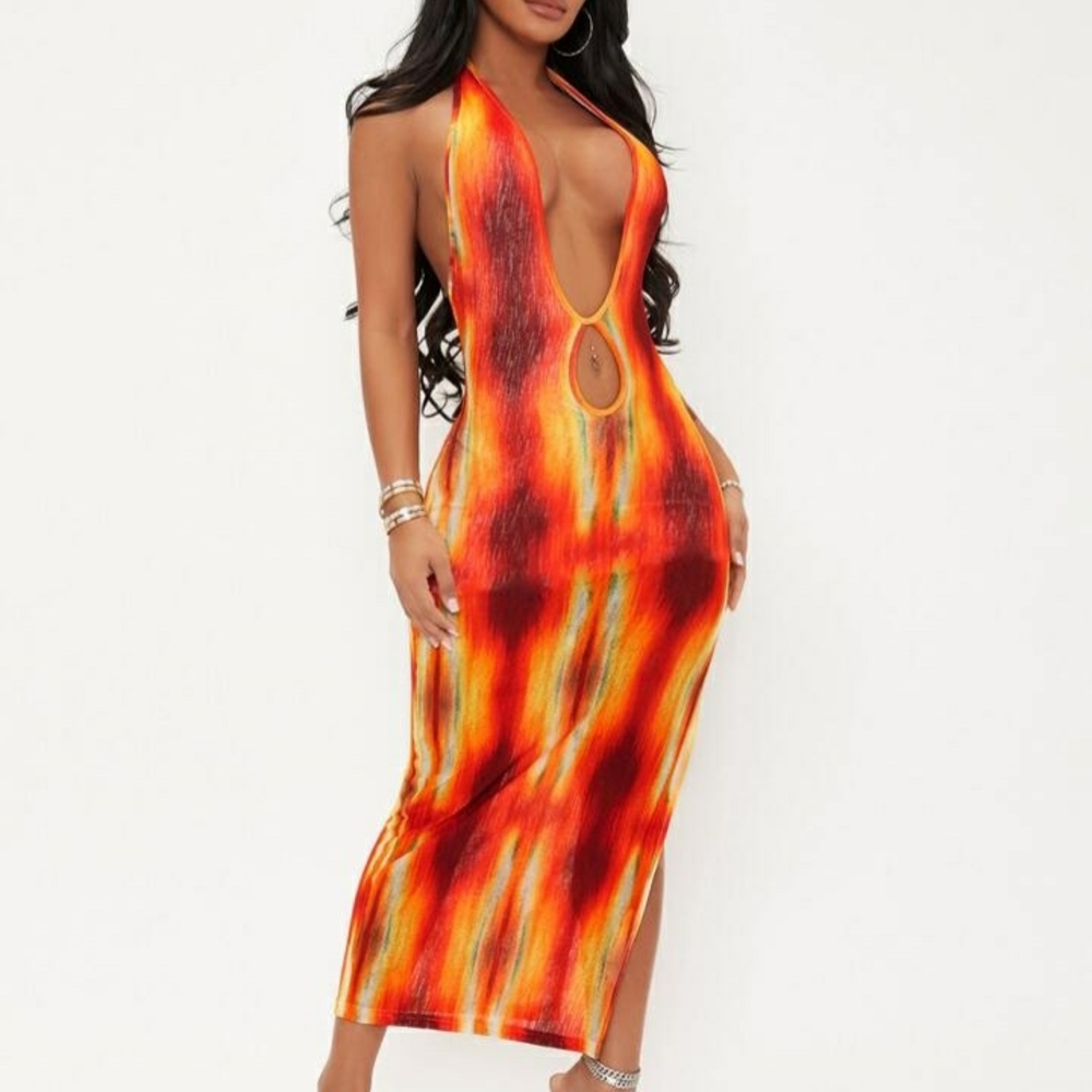 Vibrant Halter Maxi Dress